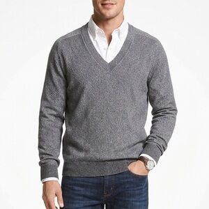 Michael Kors Charcoal V-Neck Sweater Cashemere Merino Wool Blend NWOT Preppy